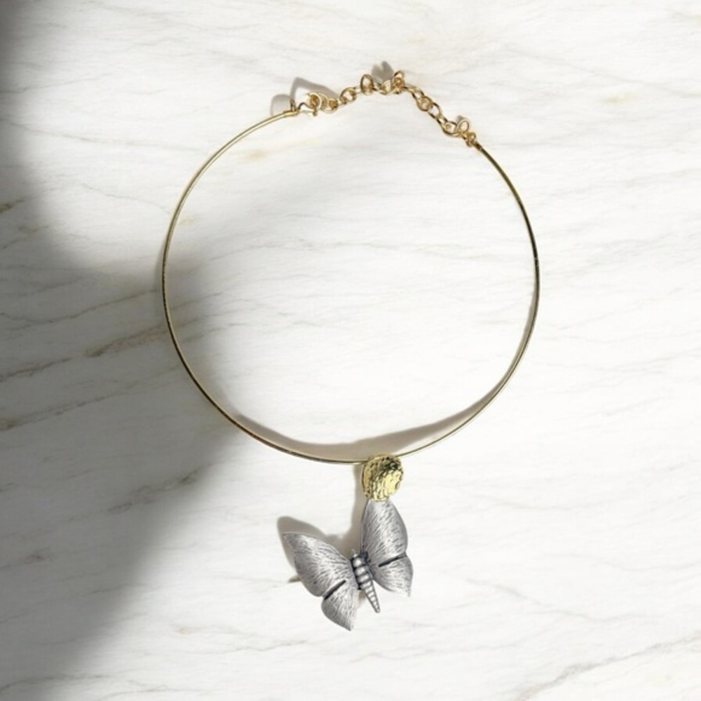 Handmade Two Tone Butterfly Choker Necklace